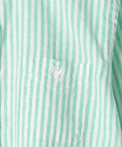 coen（コーエン）の「【GO OUT6月号掲載】綿麻ストライプレギュラーカラーシャツ（シャツ/ブラウス・メンズ・ネイビー/ケリー/ライラック・LARGE/SMALL/MEDIUM/X-LARGE）」の4枚目の写真