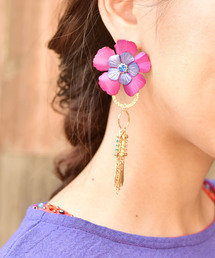 チャイハネ | 【チャイハネ】カラフルフラワーメタルフリンジピアス(ピアス（両耳用）)