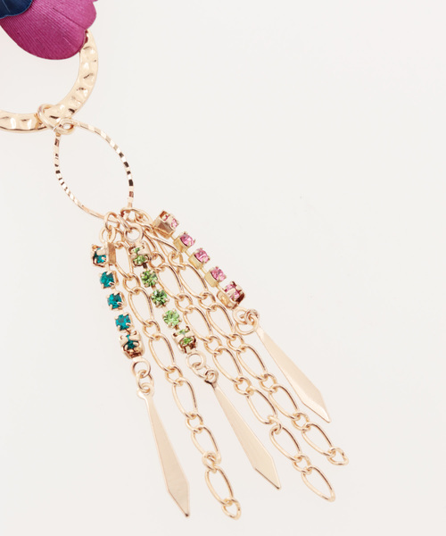 チャイハネ（チャイハネ）の「【チャイハネ】カラフルフラワーメタルフリンジピアス（ピアス（両耳用）・レディース・ピンク/イエロー/ブルー・FREE）」の6枚目の写真