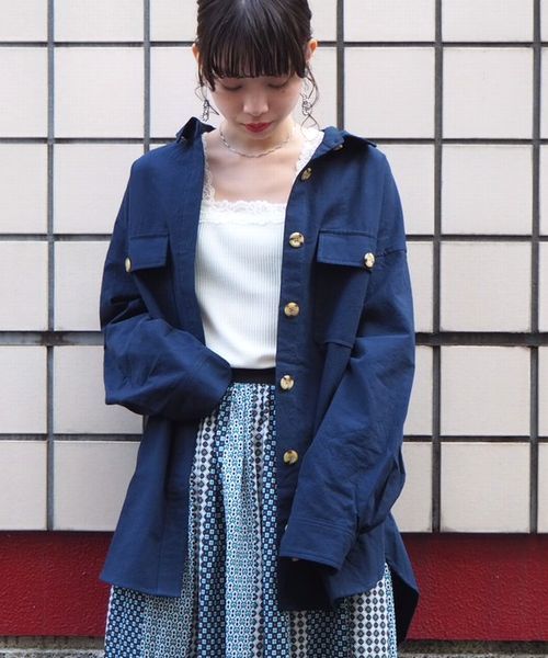 tiptop(ティップトップ)の「CPOビッグシャツ(シャツ/ブラウス・レディース・ベージュ/カーキ/ネイビー/ピンク/イエロー/オフホワイト・FREE)」の4枚目の写真