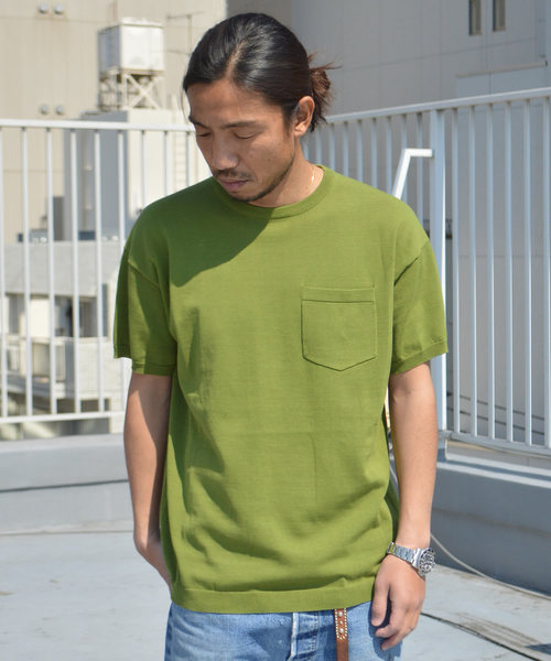 REMI RELIEF(レミレリーフ)の「REMI RELIEF/レミレリーフ 強撚天竺半袖クルー(Tシャツ/カットソー・メンズ・ピンク/ブラウン/ブラック/ホワイト/グリーン・L/M)」の5枚目の写真