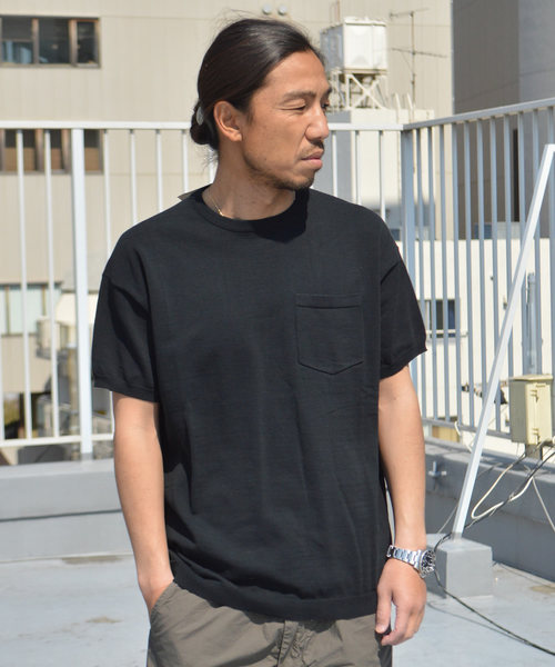 REMI RELIEF(レミレリーフ)の「REMI RELIEF/レミレリーフ 強撚天竺半袖クルー(Tシャツ/カットソー・メンズ・ピンク/ブラウン/ブラック/ホワイト/グリーン・L/M)」の4枚目の写真