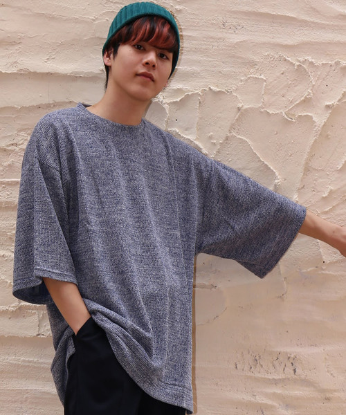 revertical(リバーティカル)の「ワッフル素材 半袖 ビッグシルエット Tシャツ(Tシャツ/カットソー・メンズ・ピンク/グレー/ブルー/ミント/ホワイト/ブラック・L/M)」の5枚目の写真