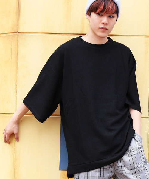revertical(リバーティカル)の「ワッフル素材 半袖 ビッグシルエット Tシャツ(Tシャツ/カットソー・メンズ・ピンク/グレー/ブルー/ミント/ホワイト/ブラック・L/M)」の3枚目の写真