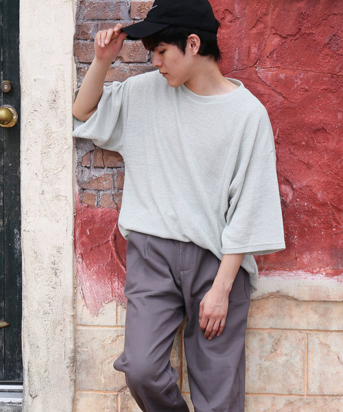 revertical(リバーティカル)の「ワッフル素材 半袖 ビッグシルエット Tシャツ(Tシャツ/カットソー・メンズ・ピンク/グレー/ブルー/ミント/ホワイト/ブラック・L/M)」の12枚目の写真