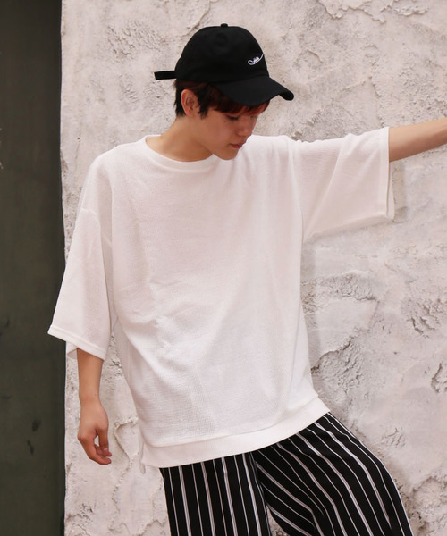 revertical(リバーティカル)の「ワッフル素材 半袖 ビッグシルエット Tシャツ(Tシャツ/カットソー・メンズ・ピンク/グレー/ブルー/ミント/ホワイト/ブラック・L/M)」の16枚目の写真