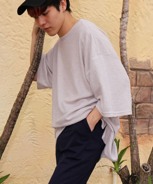 revertical(リバーティカル)の「ワッフル素材 半袖 ビッグシルエット Tシャツ(Tシャツ/カットソー・メンズ・ピンク/グレー/ブルー/ミント/ホワイト/ブラック・L/M)」の18枚目の写真