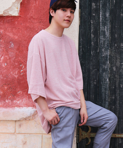 revertical(リバーティカル)の「ワッフル素材 半袖 ビッグシルエット Tシャツ(Tシャツ/カットソー・メンズ・ピンク/グレー/ブルー/ミント/ホワイト/ブラック・L/M)」の19枚目の写真