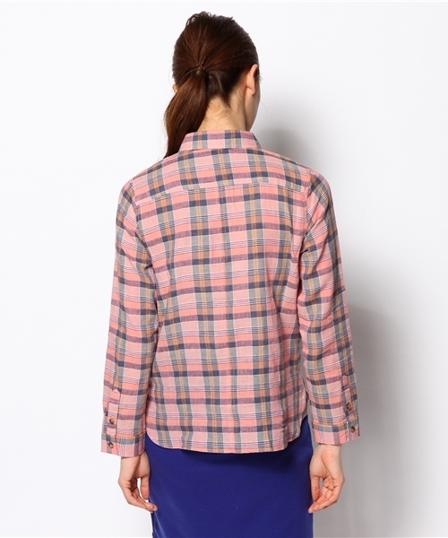 Ray BEAMS(レイビームス)の「○Ray BEAMS / コットンリネン チェックレギュラーシャツ(シャツ/ブラウス・レディース・ダークブラウン/ピンク/ライトブルー・1/0)」の8枚目の写真
