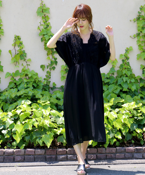 n'ee-ne（ネーネ）の「コットンスカラップワンピース（ワンピース・レディース・オフホワイト/ブラック・L/LL/M）」の3枚目の写真