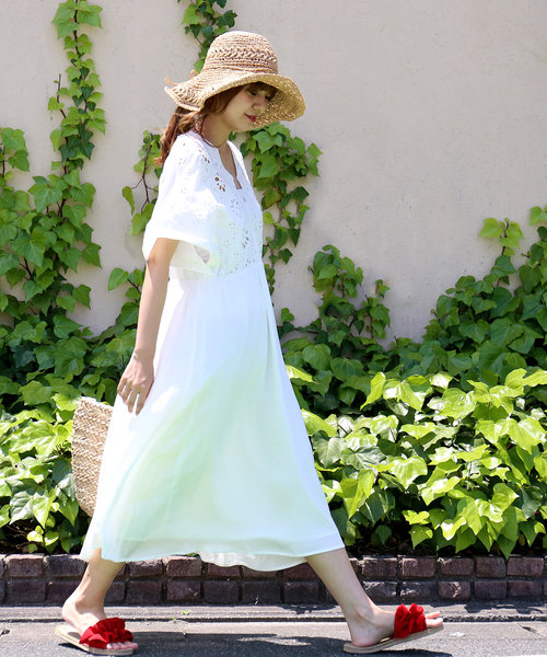 n'ee-ne（ネーネ）の「コットンスカラップワンピース（ワンピース・レディース・オフホワイト/ブラック・L/LL/M）」の6枚目の写真