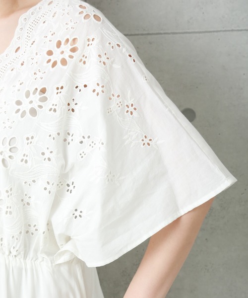 n'ee-ne（ネーネ）の「コットンスカラップワンピース（ワンピース・レディース・オフホワイト/ブラック・L/LL/M）」の10枚目の写真