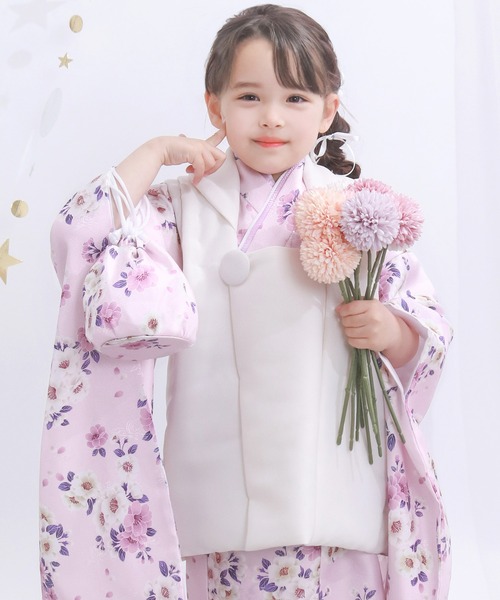 3歳向け・お被布とお着物セットです 共通値：七五三 着物 3歳 被布セット 女の子 A-4 黄色の着物 白