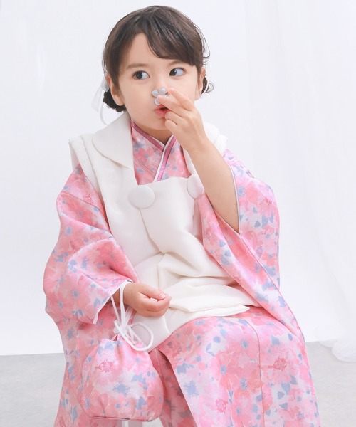 KYOETSU（キョウエツ）の「被布セット 二部式 セパレート 三歳 4点セット くすみ (  着物 + 被布 + 伊達衿 + 巾着 )（着物・キッズ・ブラック系その他/イエロー系その他/ピンク系その他/レッド系その他/ピンク系その他2/ピンク系その他3/レッド系その他2/ブルー系その他/その他1/その他2/その他3/その他6/その他4/その他5・90-100cm）」の14枚目の写真