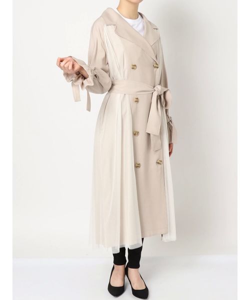 MERCURYDUO(マーキュリーデュオ)の「チュールドッキングトレンチコート(トレンチコート・レディース・ベージュ/キャメル・SMALL/MEDIUM)」の7枚目の写真