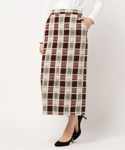 セール】【 CLASSY. Closet×SLOBE 】チェックタイトミモレ