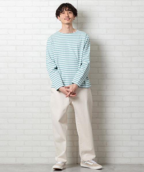 coen（コーエン）の「ボーダーボートネックTシャツ（Tシャツ/カットソー・メンズ・ベージュ/ケリー・MEDIUM/X-LARGE/LARGE/SMALL）」の8枚目の写真