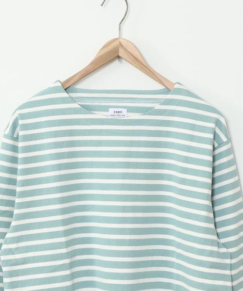 coen（コーエン）の「ボーダーボートネックTシャツ（Tシャツ/カットソー・メンズ・ベージュ/ケリー・MEDIUM/X-LARGE/LARGE/SMALL）」の17枚目の写真