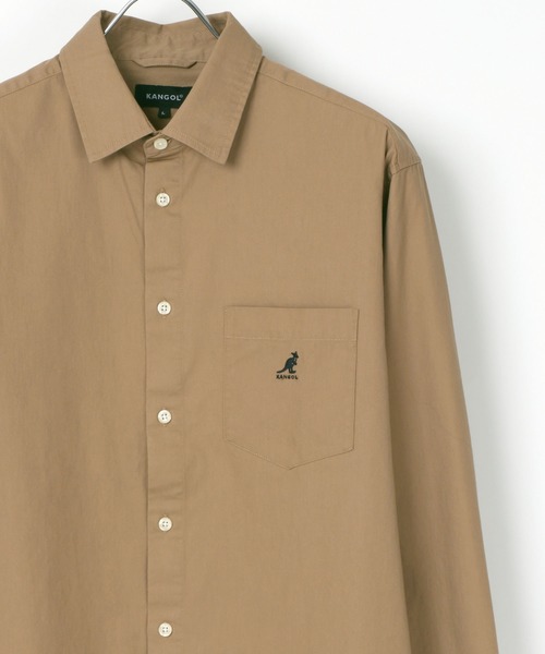 KANGOL(カンゴール)の「KANGOL/カンゴール コットン 無地 ストライプ レギュラーカラーシャツ(シャツ/ブラウス・メンズ・ホワイト/ネイビー/ベージュ/ブルー系その他/ベージュ系その他/ホワイト系その他/ワイン/ブラウン系その他/ブラック・M/L/XL)」の6枚目の写真