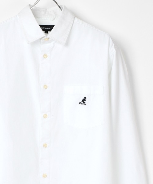 KANGOL(カンゴール)の「KANGOL/カンゴール コットン 無地 ストライプ レギュラーカラーシャツ(シャツ/ブラウス・メンズ・ホワイト/ネイビー/ベージュ/ブルー系その他/ベージュ系その他/ホワイト系その他/ワイン/ブラウン系その他/ブラック・M/L/XL)」の2枚目の写真