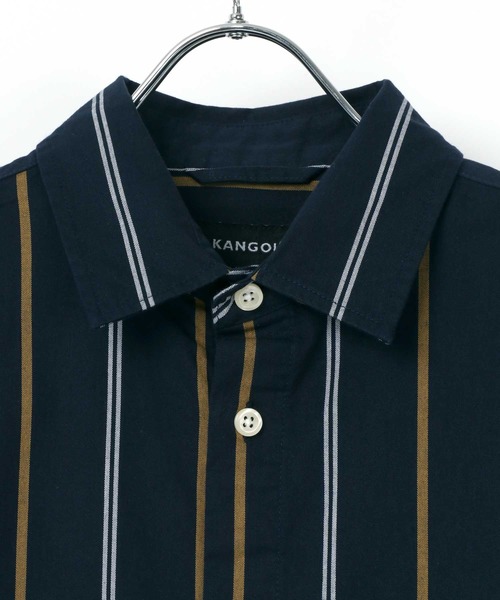 KANGOL(カンゴール)の「KANGOL/カンゴール コットン 無地 ストライプ レギュラーカラーシャツ(シャツ/ブラウス・メンズ・ホワイト/ネイビー/ベージュ/ブルー系その他/ベージュ系その他/ホワイト系その他/ワイン/ブラウン系その他/ブラック・M/L/XL)」の15枚目の写真