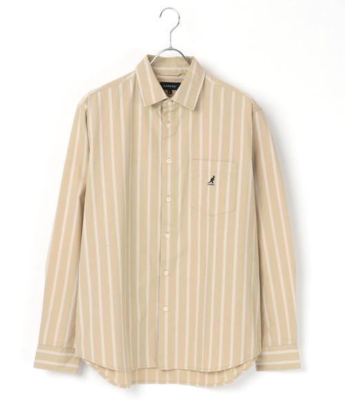 KANGOL(カンゴール)の「KANGOL/カンゴール コットン 無地 ストライプ レギュラーカラーシャツ(シャツ/ブラウス・メンズ・ホワイト/ネイビー/ベージュ/ブルー系その他/ベージュ系その他/ホワイト系その他/ワイン/ブラウン系その他/ブラック・M/L/XL)」の10枚目の写真