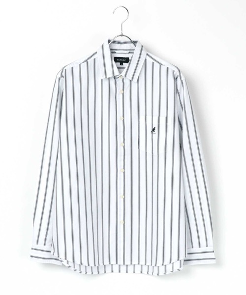 KANGOL(カンゴール)の「KANGOL/カンゴール コットン 無地 ストライプ レギュラーカラーシャツ(シャツ/ブラウス・メンズ・ホワイト/ネイビー/ベージュ/ブルー系その他/ベージュ系その他/ホワイト系その他/ワイン/ブラウン系その他/ブラック・M/L/XL)」の18枚目の写真