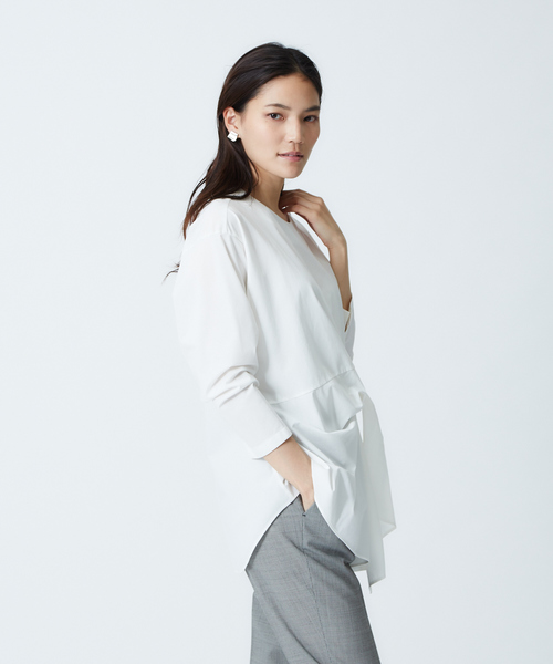 qualite(カリテ)の「ウエストクロスプルオーバー(Tシャツ/カットソー・レディース・ホワイト/ブラウン/ブルー系その他2/ホワイト系その他・フリー)」の18枚目の写真