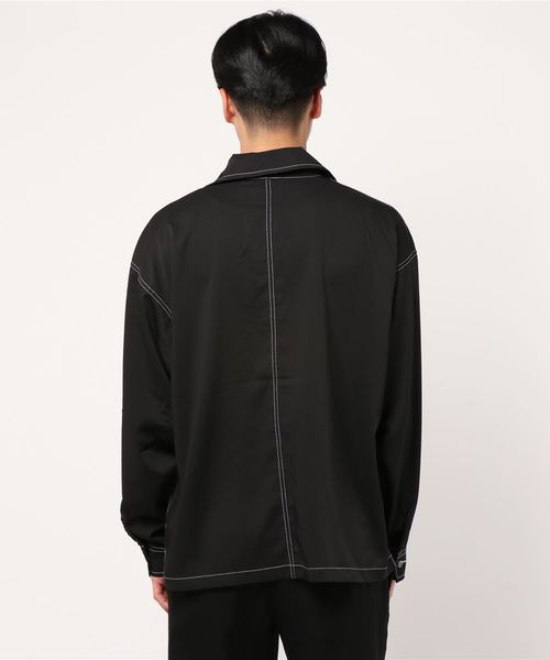 JUNRED(ジュンレッド)の「ポリツイルオーバーステッチシャツ(シャツ/ブラウス・メンズ・ブラウン/ブラック/ベージュ・M/L/LL)」の5枚目の写真