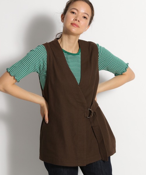 niko and...(ニコアンド)の「麻混タイロッケンベスト(ベスト・レディース・ブラック/ブラウン/オリーブ・MEDIUM/LARGE)」の1枚目の写真