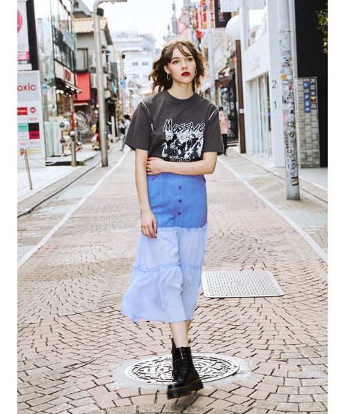 jouetie（ジュエティ）の「フロントボタンシースルースカート（スカート・レディース・アイボリー/ブラック/ミント/ブルー・MEDIUM）」の5枚目の写真