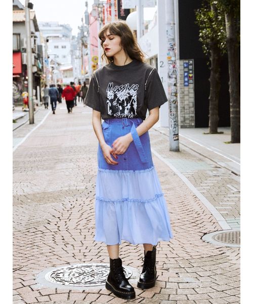 jouetie（ジュエティ）の「フロントボタンシースルースカート（スカート・レディース・アイボリー/ブラック/ミント/ブルー・MEDIUM）」の6枚目の写真