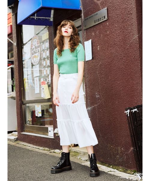 jouetie（ジュエティ）の「フロントボタンシースルースカート（スカート・レディース・アイボリー/ブラック/ミント/ブルー・MEDIUM）」の11枚目の写真