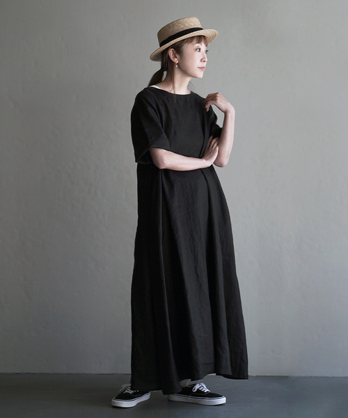 apartment department（アパートメントデパートメント）の「リネンワイドスリーブ フレアワンピース（ワンピース・レディース・マルーン/モスグリーン/ブラック/キャメル/グレイッシュブルー/セージグリーン/アッシュグレー/ロイヤルブルー/グリーン系その他・フリー）」の19枚目の写真