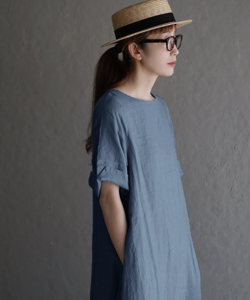 apartment department（アパートメントデパートメント）の「リネンワイドスリーブ フレアワンピース（ワンピース・レディース・マルーン/モスグリーン/ブラック/キャメル/グレイッシュブルー/セージグリーン/アッシュグレー/ロイヤルブルー/グリーン系その他・フリー）」の21枚目の写真