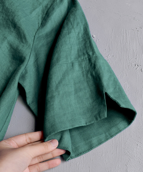 apartment department（アパートメントデパートメント）の「リネンワイドスリーブ フレアワンピース（ワンピース・レディース・マルーン/モスグリーン/ブラック/キャメル/グレイッシュブルー/セージグリーン/アッシュグレー/ロイヤルブルー/グリーン系その他・フリー）」の11枚目の写真