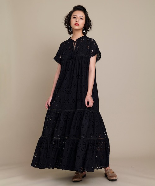 KOH.style（コースタイル）の「総レースティアードワンピース（ワンピース・レディース・オフホワイト/ブラック・FREE）」の6枚目の写真