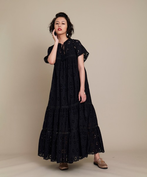 KOH.style（コースタイル）の「総レースティアードワンピース（ワンピース・レディース・オフホワイト/ブラック・FREE）」の11枚目の写真