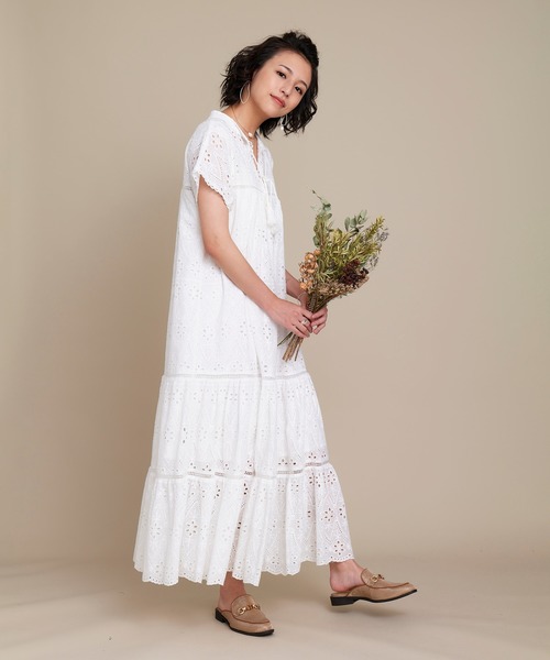 KOH.style（コースタイル）の「総レースティアードワンピース（ワンピース・レディース・オフホワイト/ブラック・FREE）」の17枚目の写真