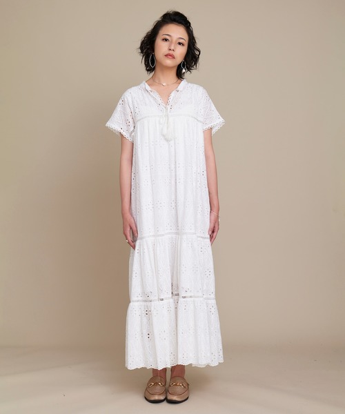 KOH.style（コースタイル）の「総レースティアードワンピース（ワンピース・レディース・オフホワイト/ブラック・FREE）」の10枚目の写真