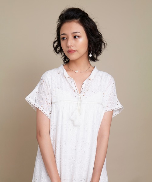 KOH.style（コースタイル）の「総レースティアードワンピース（ワンピース・レディース・オフホワイト/ブラック・FREE）」の8枚目の写真