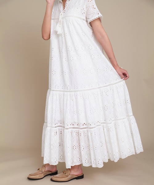 KOH.style（コースタイル）の「総レースティアードワンピース（ワンピース・レディース・オフホワイト/ブラック・FREE）」の14枚目の写真