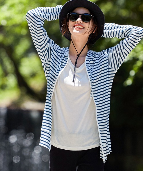 Fashion Letter（ファッションレター）の「長袖ラッシュガードパーカ（ラッシュガード・レディース・ネイビー/ミント/ブラック/ピンク/その他3/パープル/イエロー/グレー/その他1/その他4/ホワイト/その他2・L-XL/M-L）」の9枚目の写真