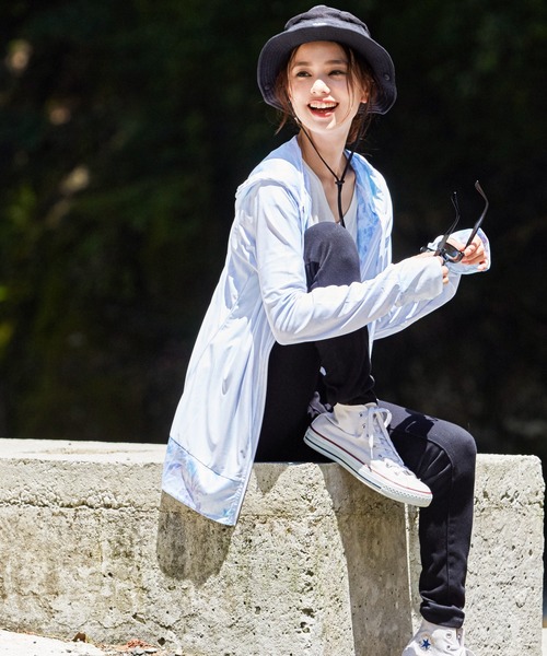 Fashion Letter（ファッションレター）の「長袖ラッシュガードパーカ（ラッシュガード・レディース・ネイビー/ミント/ブラック/ピンク/その他3/パープル/イエロー/グレー/その他1/その他4/ホワイト/その他2・L-XL/M-L）」の12枚目の写真