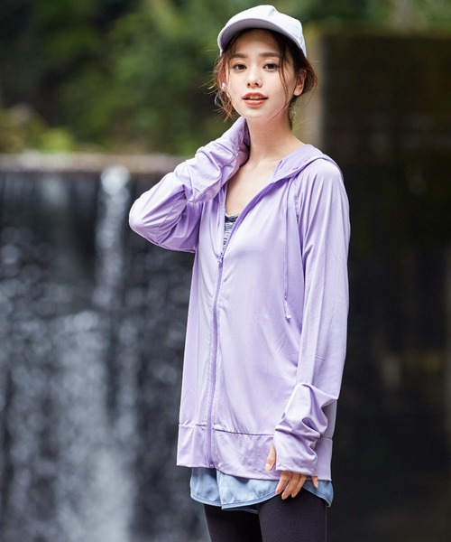 Fashion Letter（ファッションレター）の「長袖ラッシュガードパーカ（ラッシュガード・レディース・ネイビー/ミント/ブラック/ピンク/その他3/パープル/イエロー/グレー/その他1/その他4/ホワイト/その他2・L-XL/M-L）」の6枚目の写真