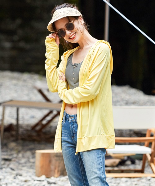 Fashion Letter（ファッションレター）の「長袖ラッシュガードパーカ（ラッシュガード・レディース・ネイビー/ミント/ブラック/ピンク/その他3/パープル/イエロー/グレー/その他1/その他4/ホワイト/その他2・L-XL/M-L）」の7枚目の写真