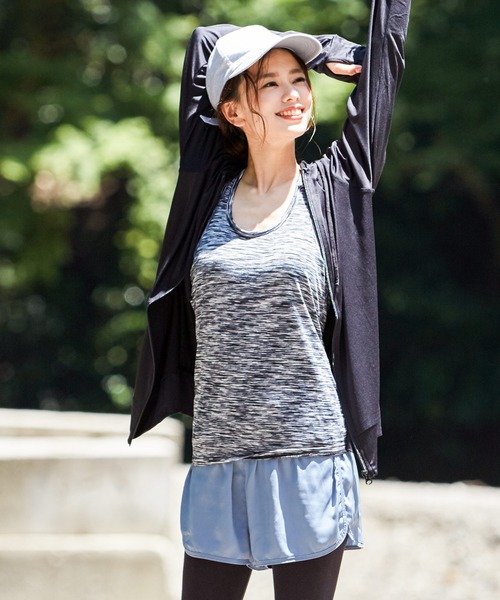 Fashion Letter（ファッションレター）の「長袖ラッシュガードパーカ（ラッシュガード・レディース・ネイビー/ミント/ブラック/ピンク/その他3/パープル/イエロー/グレー/その他1/その他4/ホワイト/その他2・L-XL/M-L）」の3枚目の写真