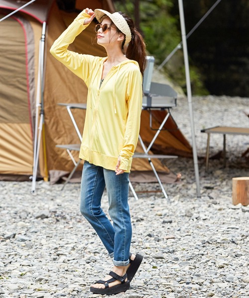 Fashion Letter（ファッションレター）の「長袖ラッシュガードパーカ（ラッシュガード・レディース・ネイビー/ミント/ブラック/ピンク/その他3/パープル/イエロー/グレー/その他1/その他4/ホワイト/その他2・L-XL/M-L）」の18枚目の写真