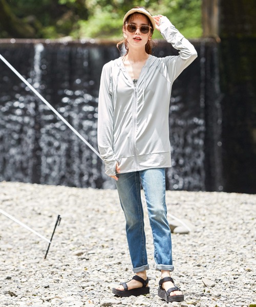 Fashion Letter（ファッションレター）の「長袖ラッシュガードパーカ（ラッシュガード・レディース・ネイビー/ミント/ブラック/ピンク/その他3/パープル/イエロー/グレー/その他1/その他4/ホワイト/その他2・L-XL/M-L）」の16枚目の写真