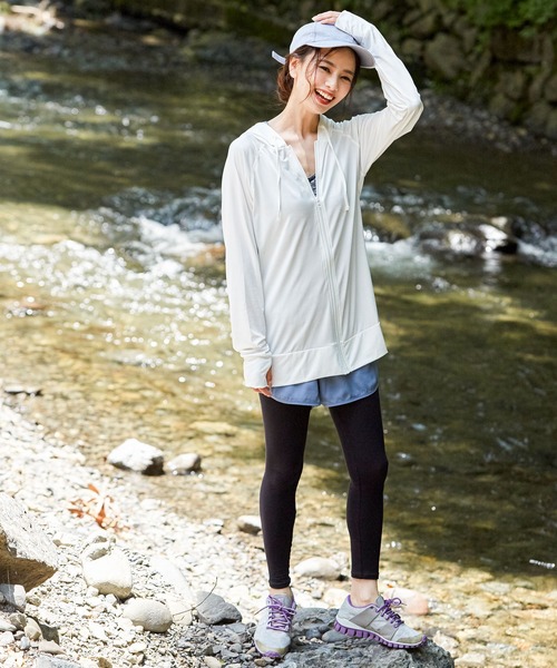 Fashion Letter（ファッションレター）の「長袖ラッシュガードパーカ（ラッシュガード・レディース・ネイビー/ミント/ブラック/ピンク/その他3/パープル/イエロー/グレー/その他1/その他4/ホワイト/その他2・L-XL/M-L）」の13枚目の写真